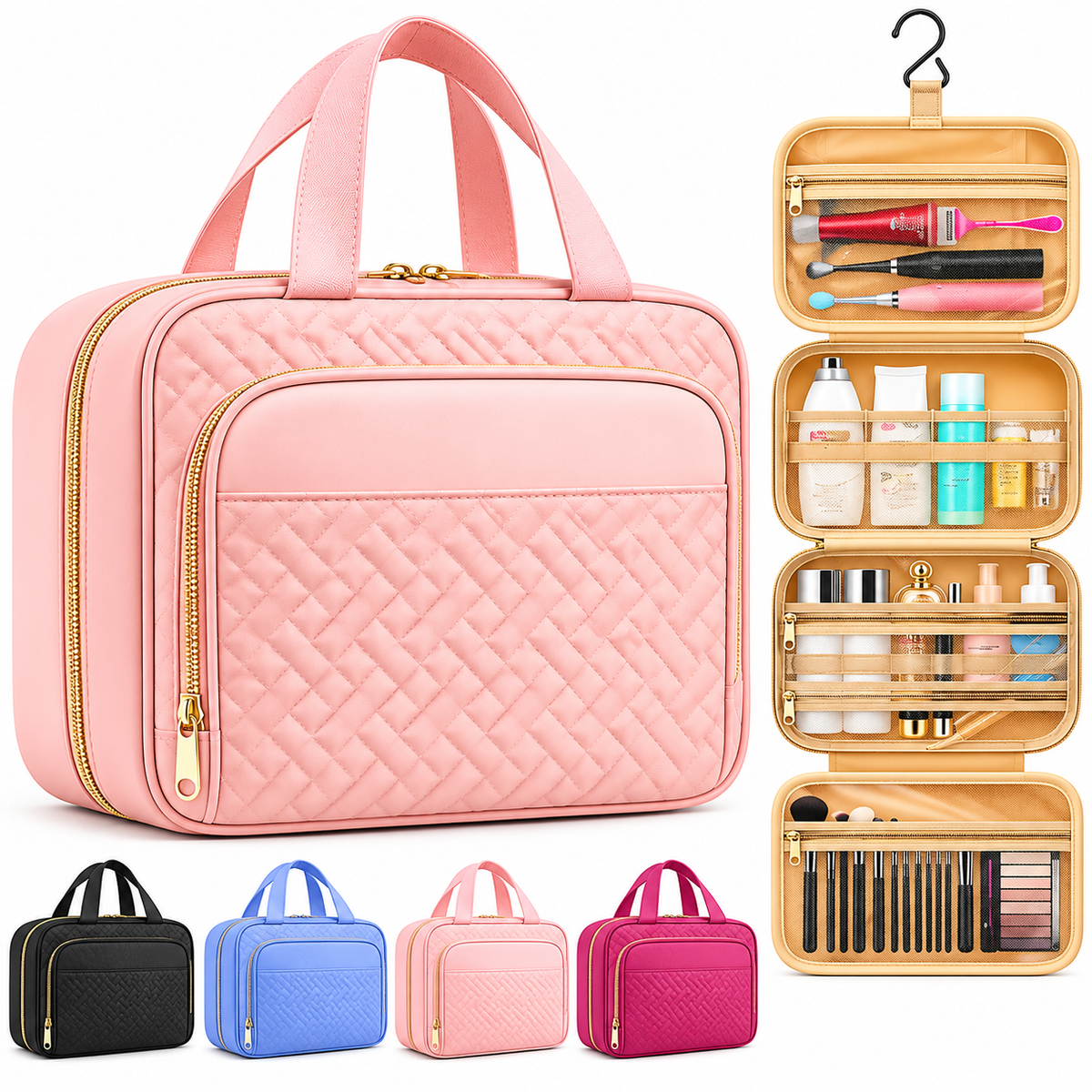 Hanging travel toiletry organizer